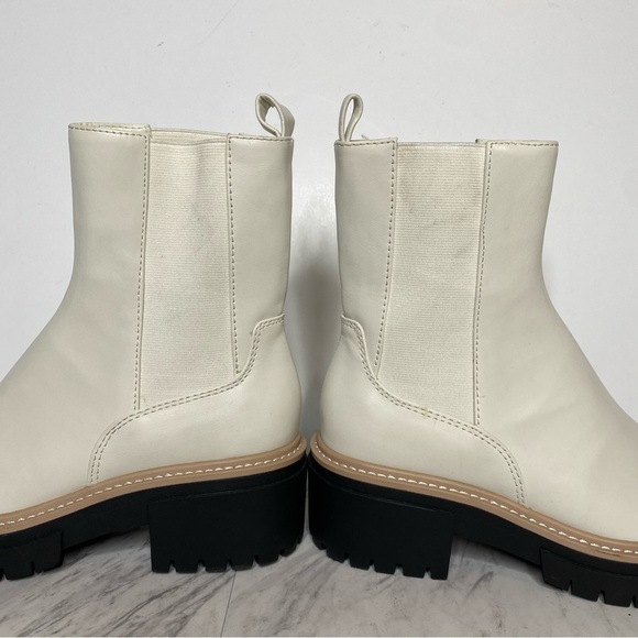 Open Edit Mya White Faux Leather Lug Sole Chelsea Boot 8M - Picture 9 of 15